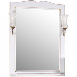 ASB-Woodline Зеркало для ванной Верона 65 белое патина золото, массив ясеня