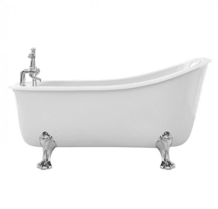 Акриловая ванна SSWW PM718A 170х80 Белая ножки и смеситель Хром