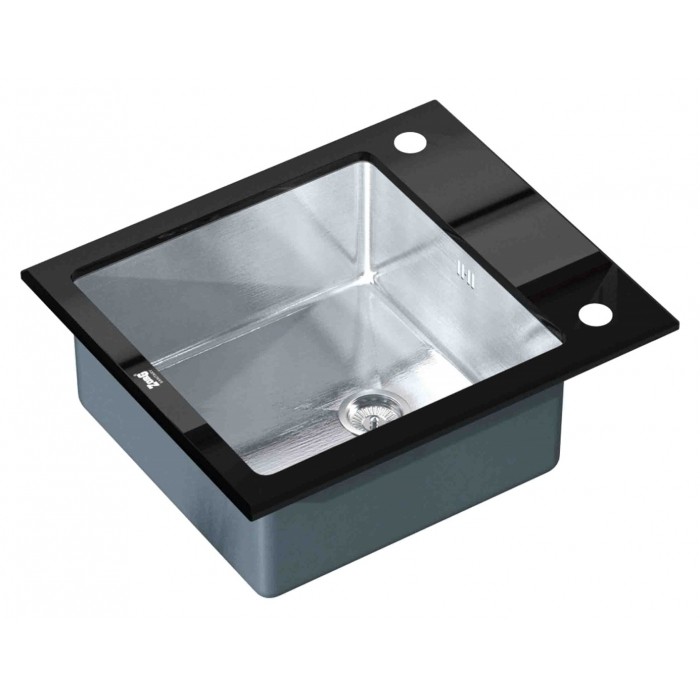 Мойка кухонная Zorg Inox Glass (GL-6051-BLACK) сталь/черное стекло